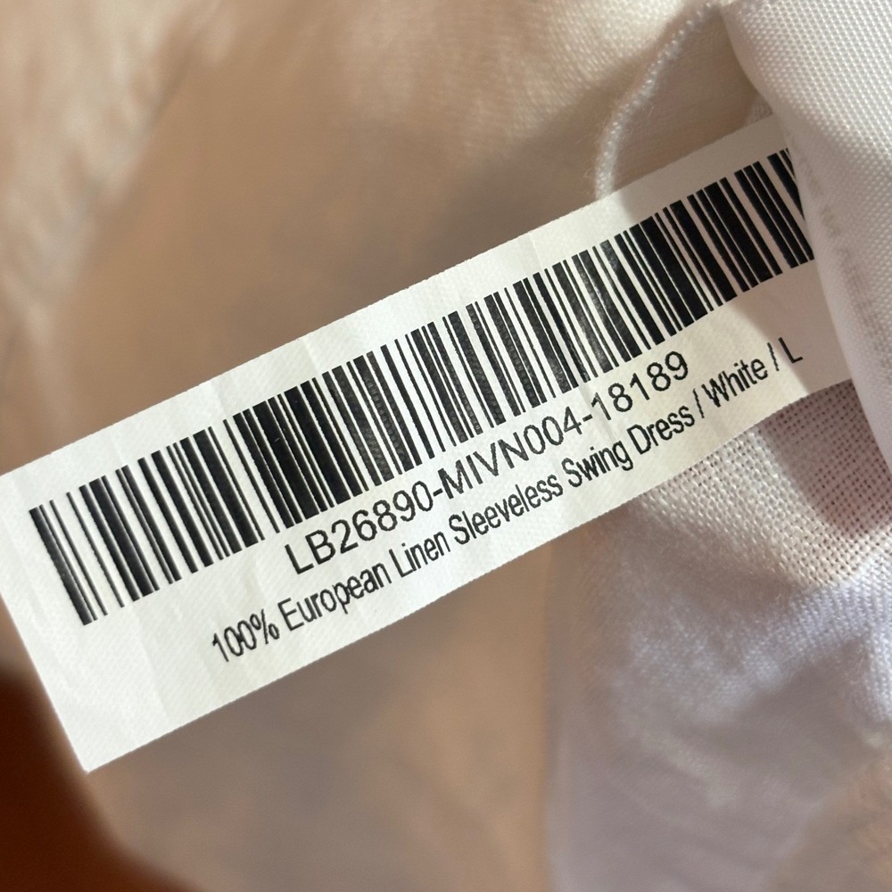 Quince Dress Womens L White Linen Sleeveless Swing Dress Pleated Coastal NWT - Picture 7 of 8
